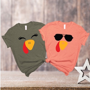 Turkey Face Thanksgiving Couple Shirt, Thanksgiving Matching Couple Shirt, Family Matching Shirt, Funny Turkey Face Shirt