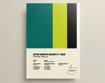 Cartel del equipo Aston Martin Aramco F1 / Alonso / Paseo / Cartel de F1 / Impresiones de Fórmula 1 / Cartel de Fórmula 1 / Regalos para él