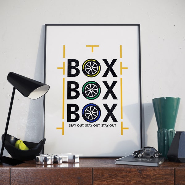 Box, Box, Box Pit Stop Poster | F1 Poster | Formula 1 Prints | Formula 1 Poster | Formula One Poster | Gifts For Him | Gifts For Dad