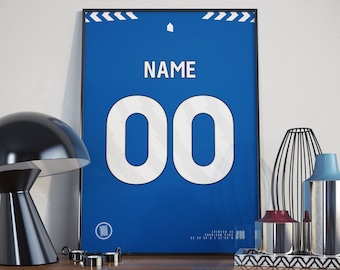 Everton 23/24 Inspired Home Football Shirt Poster | Personalised Name & Number | Football Poster | Soccer Prints | Gifts for Him