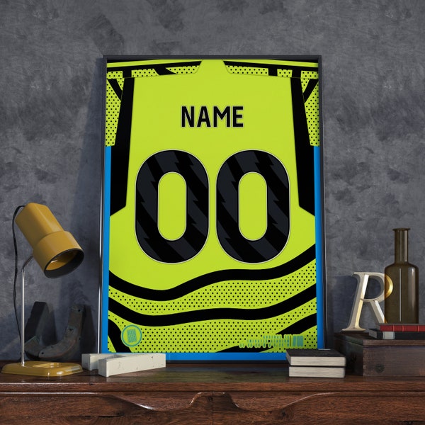 Arsenal 23/24 Inspired Away Football Shirt Poster | Personalised Name & Number | Football Poster | Soccer Prints | Gifts for Him