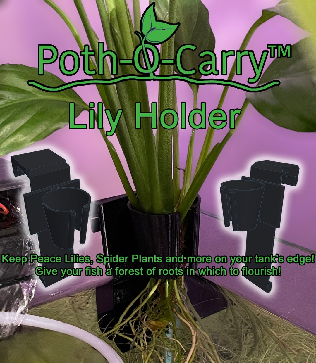 2 Pack Aquarium Plant Holder With Hooks And Suction Cups, Hanging