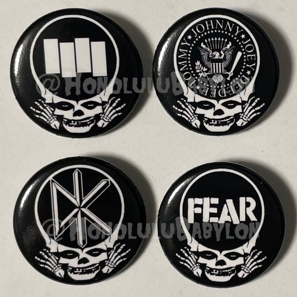 Punk Rock Stealie "Steal your Skull" 1,25 in Button Button Pack - schwarze Flagge, tote Kennedys, Ramones, ANGST