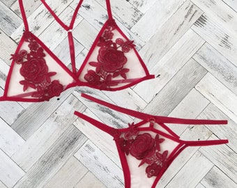 red bra and pant set