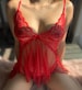 Red or Black Sheer Mesh One-Piece Lingerie Lounge Slip and Thong Panties  l CUSTOM SIZING AVAILABLE 