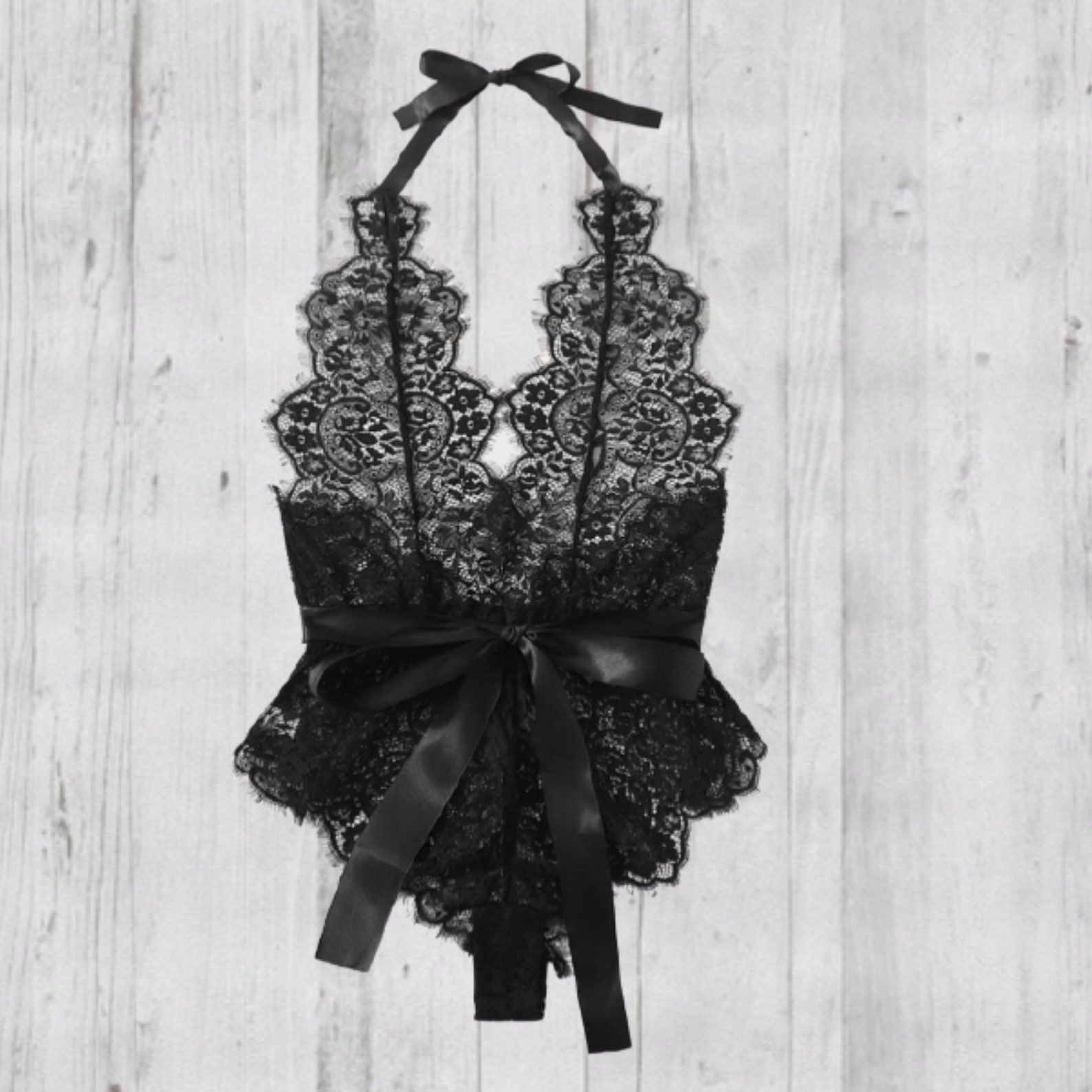 Red or Black Halter Top Style Floral Lace Teddy Bodysuit l | Etsy