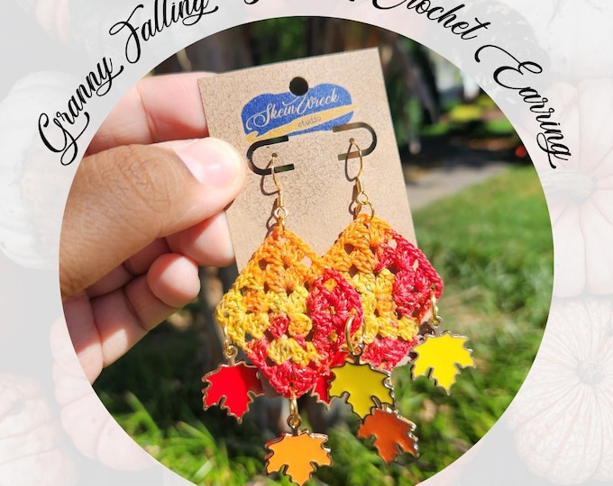 Featured listing image: Granny Falling Leaves Crochet Earring