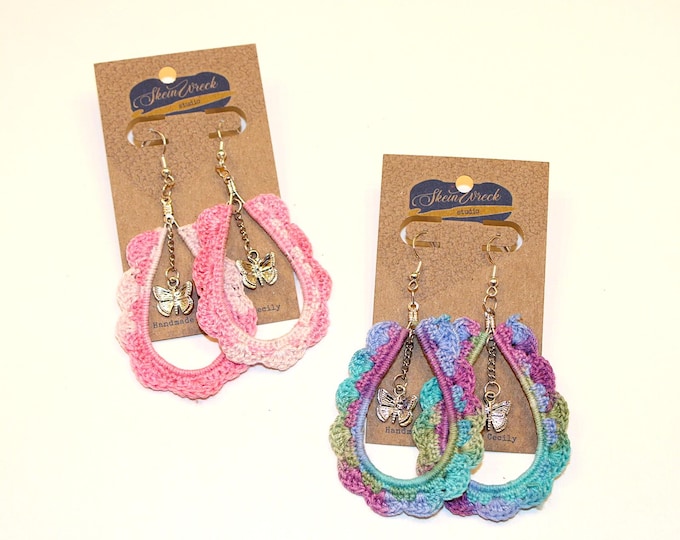 Scalloped Teardrop Butterfly Earrings