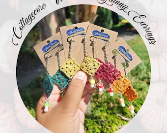 Cottagecore Granny Mushroom Crochet Earrings