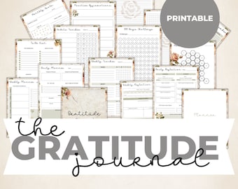 Diario de gratitud imprimible / Planificador de gratitud imprimible / Listas de gratitud / Avisos de gratitud / Diario de positividad / SB001