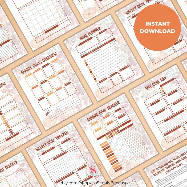 Ultimate Habit Tracker & Goal Setting Bundle | Autumn Habit Tracker ...