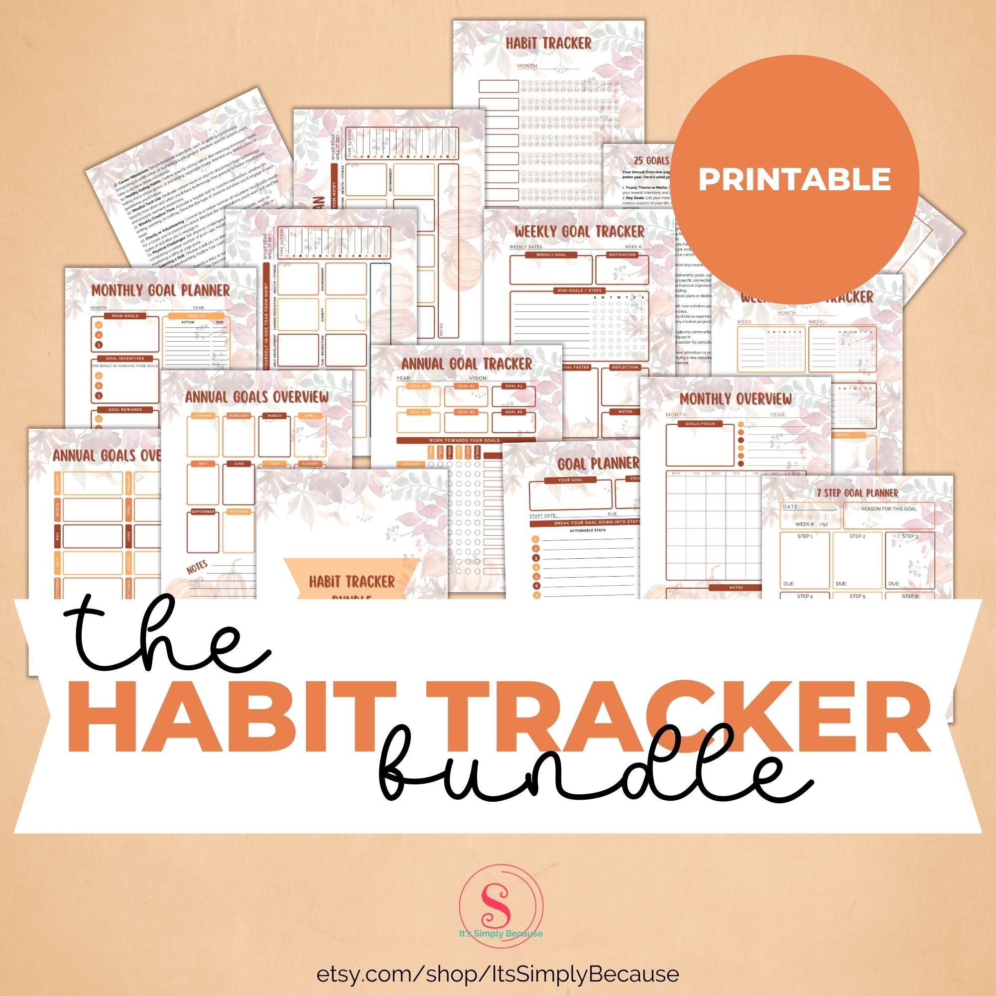 Ultimate Habit Tracker & Goal Setting Bundle | Autumn Habit Tracker ...