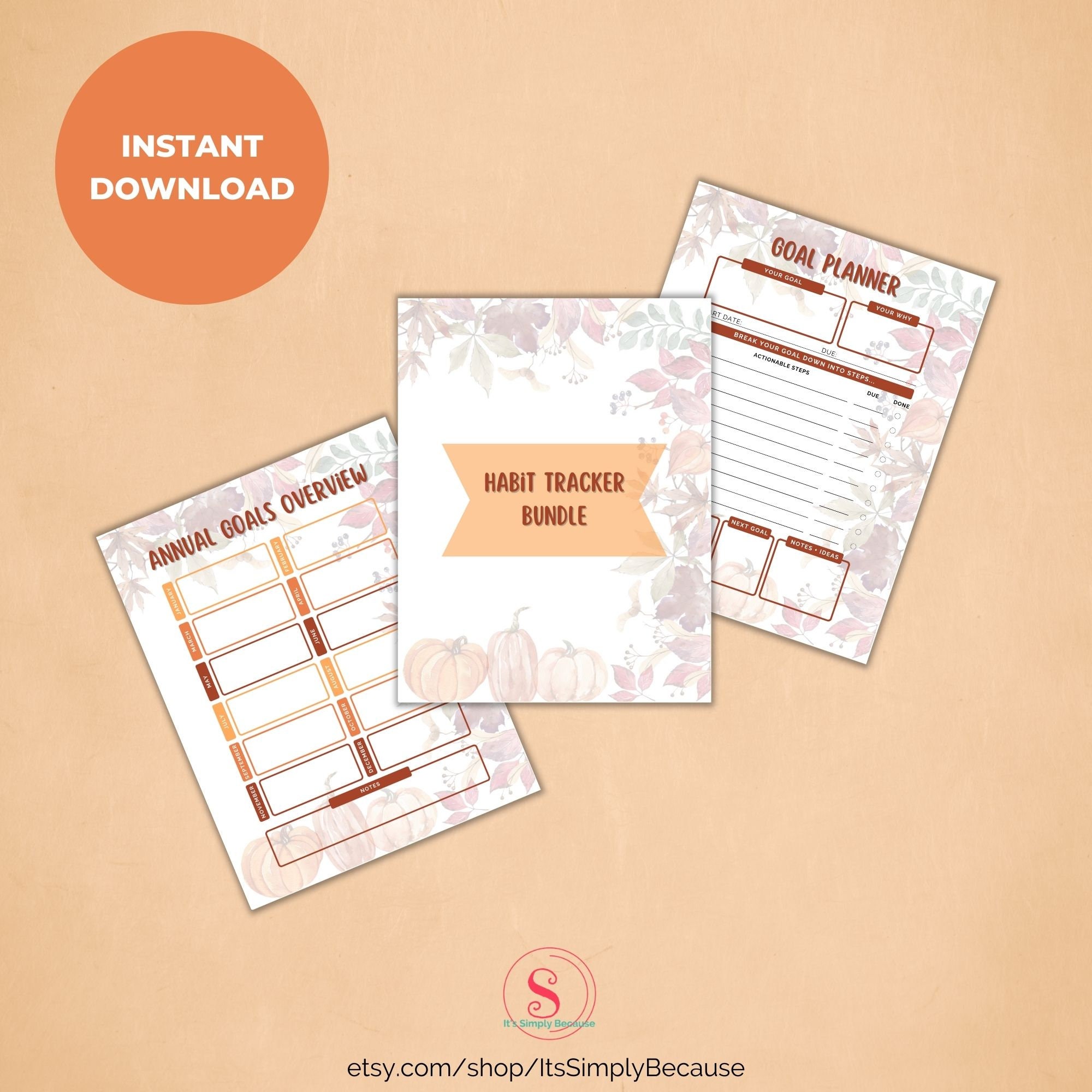 Ultimate Habit Tracker & Goal Setting Bundle | Autumn Habit Tracker ...
