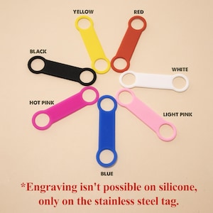 Silent Dog Name Tags_Silicone rubber Color_ Red, yellow, black, white, hot pink, light pink, and blue