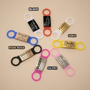 Silent Dog Name Tags_Slide on Dog Tags Stainless Steel Metal Color_Matt Finish_ Silver, Gold, Rose Gold, and Black
