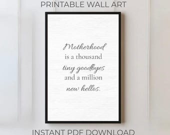 Printable Wall Art | Motherhood Quote | A Thousand Tiny Goodbyes | Digital Download