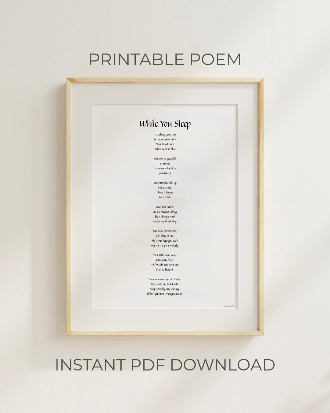 While You Sleep Poem | Parent & Child Printable Wall Art | Digital ...