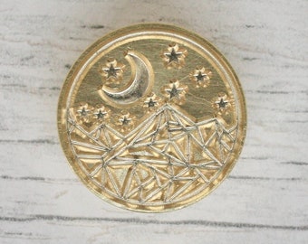 Geo Mountains and Stars Metal Wax Stamp Head, Wax Seal Head, Mountain Range Wax Seal Stamp, Craft Supplies, Wax seal stamp for envelopes