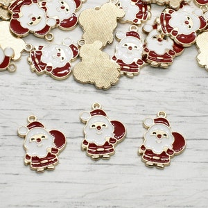 Enamel Santa Charms, Christmas Charm, Jewellery Making, Metal Charm, Enamel, Craft Supplies, Charms, Zinc Alloy, Bracelet, Earring