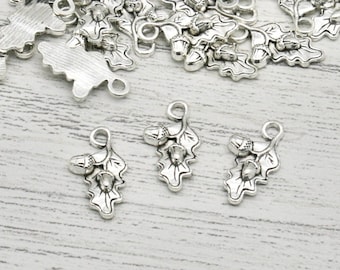 10 x Silver Oak Leaf & Acorn Charms, Jewellery Making, Bracelet Charms, Pendant Charms, Antique Acorn Charm, Metal Charms