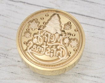 Merry Christmas Metal Wax Stamp Head, Wax Seal Head, Christmas Tree Wax Seal Stamp, Craft Supplies, Wax seal stamp for envelopes