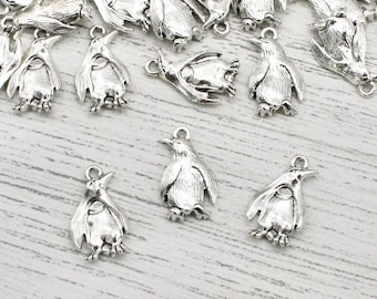 5 x Silver Tone Penguin Charms, Penguin Charms, Jewellery Making, Craft Supplies, Metal Charms, Charms, Jewellery Findings