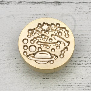 Planet and Shooting Stars Metal Wax Stamp Head, Wax Seal Head, Planet and Stars Wax Seal Stamp, Craft Supplies, Wax seal stamp for envelopes