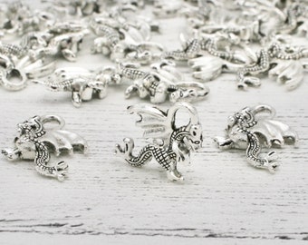 10pcs antique silver color 36x32mm metal Chinese dragon pendant charm handmade jewelry making DIY finding earring necklace drop BM116