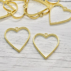 Heart Shape Gold Tone Open Back Blank Metal Bezels, Heart Bezel, Jewellery Making, Resin Art, Resin Pour, Craft Supplies