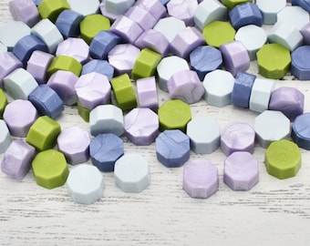 50 x Purple and Green Mixed Colour Wax Beads for Metal Wax Stamper, Wax Seal, Wax, Business Packaging, Stamping, Wax Stamp, Craft Supplies