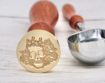 Crowned Skull Wax Stamp And Spoon, Wax Seal, Wax, Wax Stamp for sealing envelopes, Craft Supplies