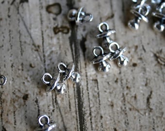 10 x Baby Dummy Charms, Jewellery Making, Craft Supplies, Metal Charms, Charms, Jewellery Findings, Pendant