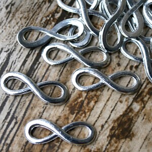 10 x Infinity Silver Tone Charms, Jewellery Making, Craft Supplies, Metal Charms, Charms, Jewellery Findings, Pendant, Charm Connector