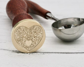 Heart Metal Wax Stamp And Spoon, Wax Seal, Wax, Wax Stamp for sealing envelopes Craft Supplies