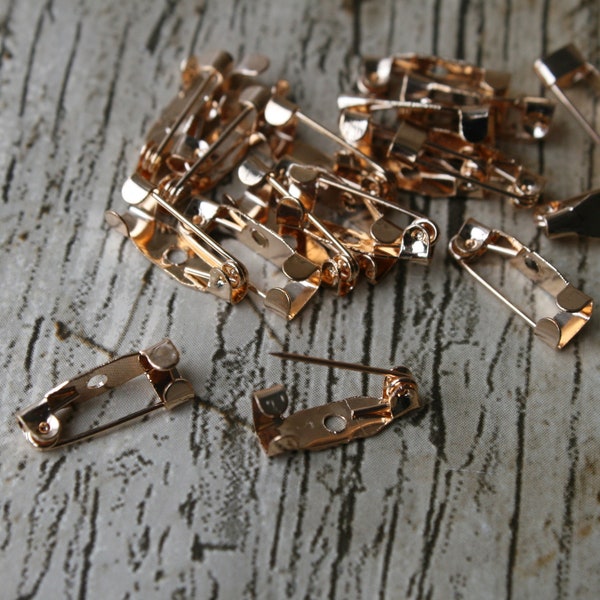 25 x Dark Gold Brooch Base Settings, Brooch Pin, Brooch, Safety Pins, Brooch Making, Craft Supplies