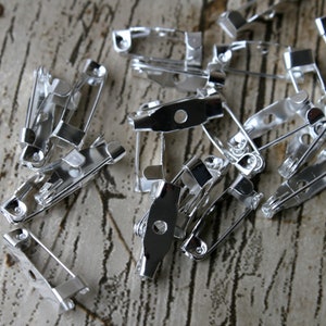 25 x Silver Tone Brooch Base Settings, Brooch Pin, Brooch, Safety Pins, Brooch Making, Craft Supplies