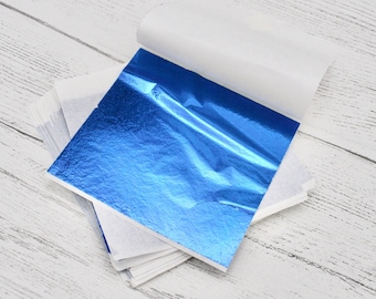 10 x Blue Leaf Foil Paper Sheets for Crafts, Resin, Scrapbooking, Gilding, Framing, Blue Leaf Foil Sheets, Nail Art, Thin Foil Sheets, Craft