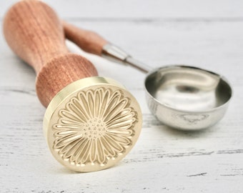 Daisy Metal Wax Stamp And Spoon, Wax Seal, Spring Flower Wax Stamp, Wax Stamp for sealing envelopes Craft Supplies