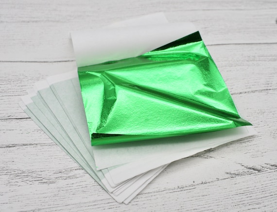 Green Leaf Foil Paper Sheets for Crafts, Resin, Scrapbooking