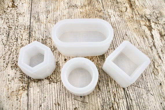 4pcs Set Small Storage Pot Silicone Moulds, Reusable Silicone Moulds for epoxy Resin, Reusable Moulds for Jesmonite, Craft Supplies