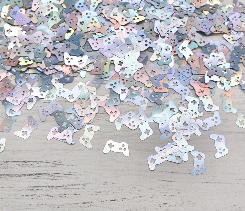 5g Silver Console Controller Chunky Glitter Controller Confetti Resin Arts Crafting Craft Supplies Gamer Crafts Scrapbooking