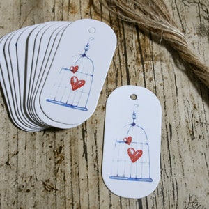 Vogelkooi Hart Gift Tags, Vogelkooi met Hart, Dank U, Gift Tags, Labels, Zakelijke Verpakking, Feest, Prijskaartjes