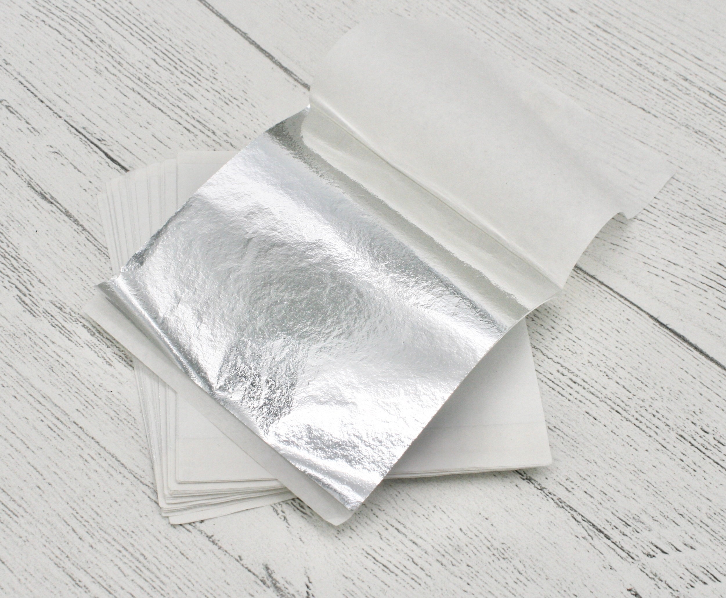 25/50 Sheets Silver Foil Real Silver Leaf for Food Decoration Cosmetics  Arts Crafts Paper Painting Real Silver Flakes