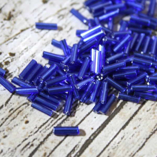 Deep Blue Czech Tube Spacer Glass Beads, Spacer, Glass, Glass Bead, Tube Beads, Beading, Jewellery Craft