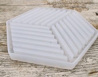 Striped Geometric Coaster Tray Silicone Mould, Large Coaster Silicone Mould, Resin Art, Craft Supplies, Resin Crafts, Silicone Tray mold