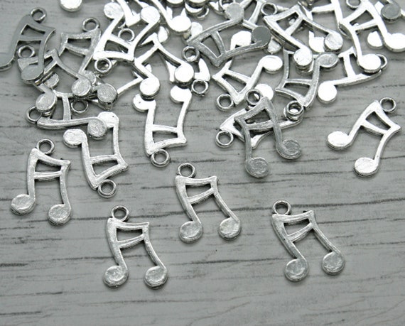 10 X Music Note Metal Charms, Beam Notes Metal Charms, Jewellery Making,  Craft Supplies, Silver Charms, Charms, Jewellery Findings, Pendant 