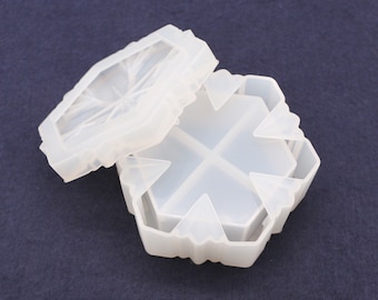 Snowflake Trinket Dish Silicone Mould, Snowflake Trinket Box Silicone Mould, Craft Supplies, Resin Crafts, Silicone Trinket Pot Mould