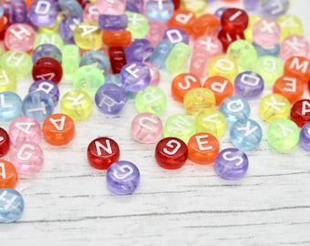 50 x alfabeto misto perline acriliche a colori con foro, forniture artigianali, perline alfabetiche, perline multicolore, perline di lettere, produzione di gioielli