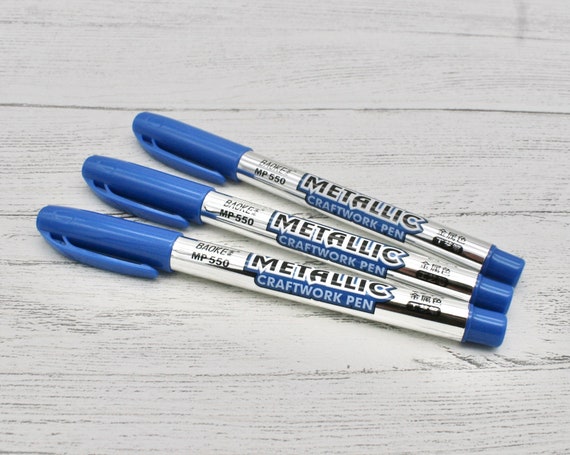 Blue Metallic Pen, Metallic Blue Felt Tip Pen, Stationery, Drawing