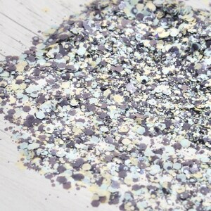 5g Pale Blue and Deep Grey Hexagon Chunky & Fine Glitter, Resin Craft, Resin Arts, Craft Supplies, Scrapbooking, Slime making image 3